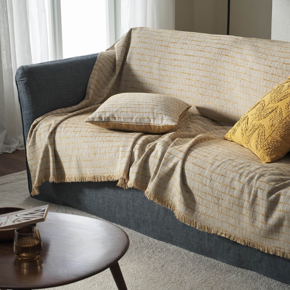 Ριχτάρι Τριθέσιου 180x310cm GOFIS HOME  Vespera  Leaf Gold 148/04