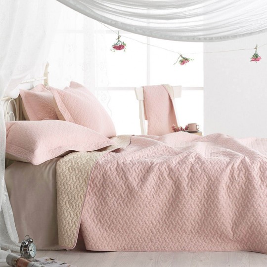 Σετ Κουβρλι 220x240cm με μαξιλαροθήκες Dusty Pink 740