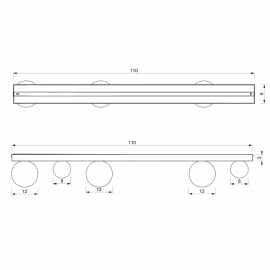 Milagro - Φωτιστικό Οροφής Bibione 110cm Μαύρο με Λευκό
