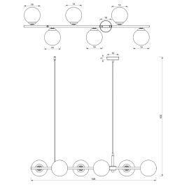Milagro - Κρεμαστό Φωτιστικό Pop Ø108cm 6xE14 Μαύρο με Χρυσό
