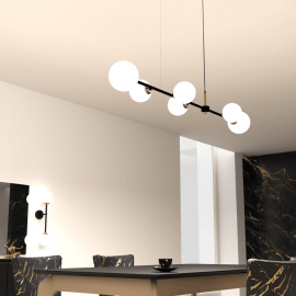 Milagro - Κρεμαστό Φωτιστικό Pop Ø148cm 6xE14 Μαύρο Με Χρυσό