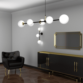 Milagro - Κρεμαστό Φωτιστικό Pop Ø148cm 6xE14 Μαύρο Με Χρυσό