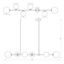 Milagro - Κρεμαστό Φωτιστικό Pop Ø148cm 6xE14 Μαύρο Με Χρυσό