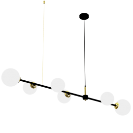 Milagro - Κρεμαστό Φωτιστικό Pop Ø148cm 6xE14 Μαύρο Με Χρυσό