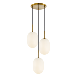 Milagro - Κρεμαστό Φωτιστικό Alias 3xE14 Ø43cm Χρυσό με Οπάλ Γυαλί