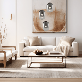 Κρεμαστό Φωτιστικό Alias 3xE14 Ø43cm Μαύρο με Φυμέ Γυαλί