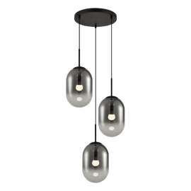 Κρεμαστό Φωτιστικό Alias 3xE14 Ø43cm Μαύρο με Φυμέ Γυαλί