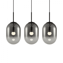 Milagro - Κρεμαστό Φωτιστικό Alias 83cm 3xE14 Μαύρο με Φυμέ Γυαλί