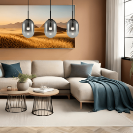 Milagro - Κρεμαστό Φωτιστικό Alias 83cm 3xE14 Μαύρο με Φυμέ Γυαλί