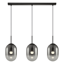 Milagro - Κρεμαστό Φωτιστικό Alias 83cm 3xE14 Μαύρο με Φυμέ Γυαλί