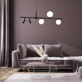 Milagro - Κρεμαστό 5φωτο Φωτιστικό Sirio 85cm Μαύρο Λευκό