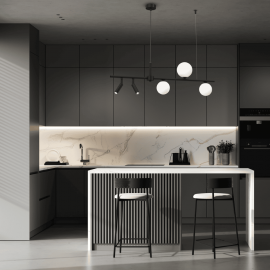 Milagro - Κρεμαστό 5φωτο Φωτιστικό Sirio 85cm Μαύρο Λευκό