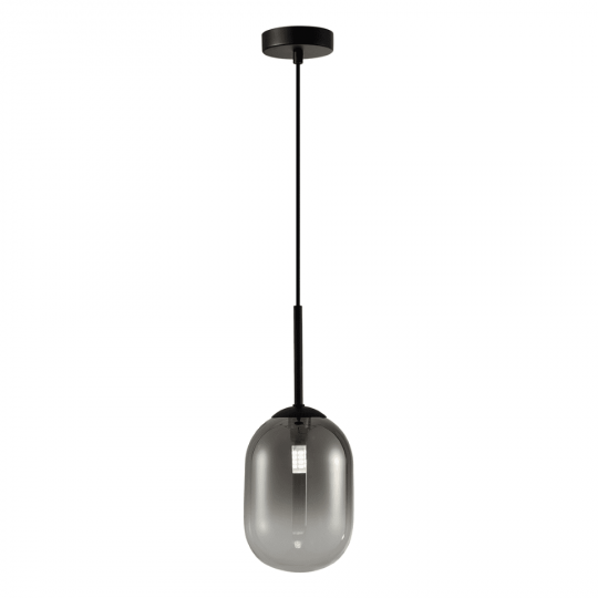 Milagro - Κρεμαστό Φωτιστικό Alias 1xE14 Ø12cm Μαύρο με Φυμέ Γυαλί