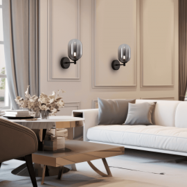 Milagro - Απλίκα Τοίχου Alias Μαύρο με Φυμέ Γυαλί