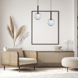 Milagro - Γυάλινο Κρεμαστό Φωτιστικό Niko Ø20cm Black