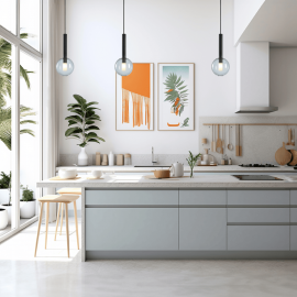 Milagro - Γυάλινο Κρεμαστό Φωτιστικό Niko Ø15cm Black