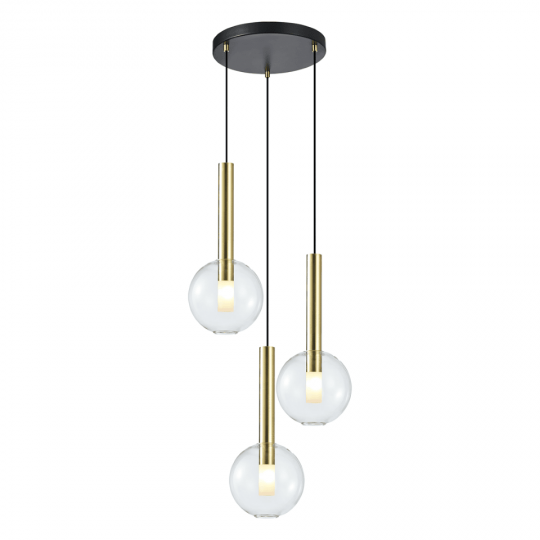 Milagro - Γυάλινο Κρεμαστό Φωτιστικό Χρυσό/Μαύρο Niko Ø35cm 3xG9