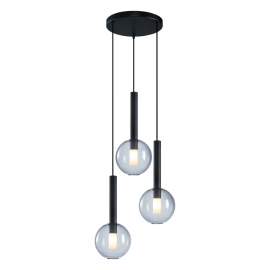 Milagro - Γυάλινο Κρεμαστό Φωτιστικό Μαύρο Niko Ø35cm 3xG9