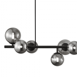 Milagro - Γυάλινο Κρεμαστό Φωτιστικό Μαύρο με Φυμέ Γυαλί Mila 80cm 10xG9