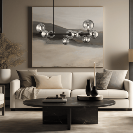 Milagro - Γυάλινο Κρεμαστό Φωτιστικό Μαύρο με Φυμέ Γυαλί Mila 80cm 10xG9