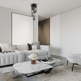 Milagro - Γυάλινο Φωτιστικό Οροφής Pax Μαύρο Φυμέ Γυαλί Ø15cm