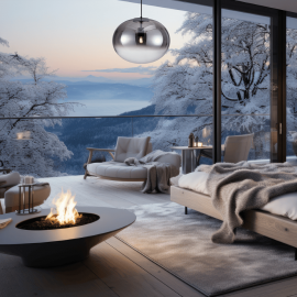 Milagro - Γυάλινο Κρεμαστό Φωτιστικό Campania Ø40cm Μαύρο Φυμέ