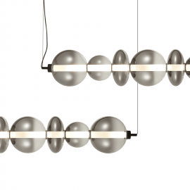 Milagro - LED Γυάλινο Κρεμαστό Φωτιστικό Daphne 118cm 40W Μαύρο Με Φυμέ Γυαλί