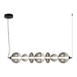 Milagro - LED Γυάλινο Κρεμαστό Φωτιστικό Daphne 118cm 40W Μαύρο Με Φυμέ Γυαλί