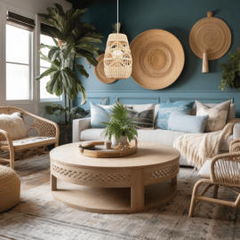 Milagro - Κρεμαστό Φωτιστικό Arona με Γυάλινο Καπέλο Ø25cm Λευκό με Ραττάν