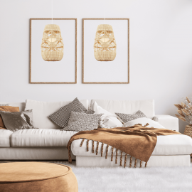 Milagro - Κρεμαστό Φωτιστικό Arona με Γυάλινο Καπέλο Ø25cm Λευκό με Ραττάν