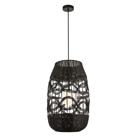 Milagro - Κρεμαστό Φωτιστικό Arona με Γυάλινο Καπέλο Ø40cm Μαύρο