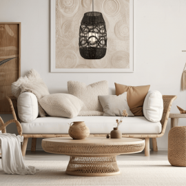 Milagro - Κρεμαστό Φωτιστικό Arona με Γυάλινο Καπέλο Ø40cm Μαύρο