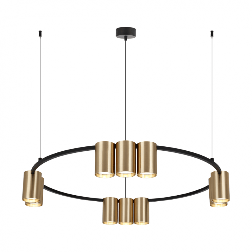 Milagro - Κρεμαστό Πολύφωτο Πολυέλαιος με Σποτ Genesis Ø60cm Μαύρο με Χρυσό