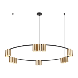 Κρεμαστό Πολύφωτο Πολυέλαιος με Σποτ Genesis Ø100cm Μαύρο με Χρυσό