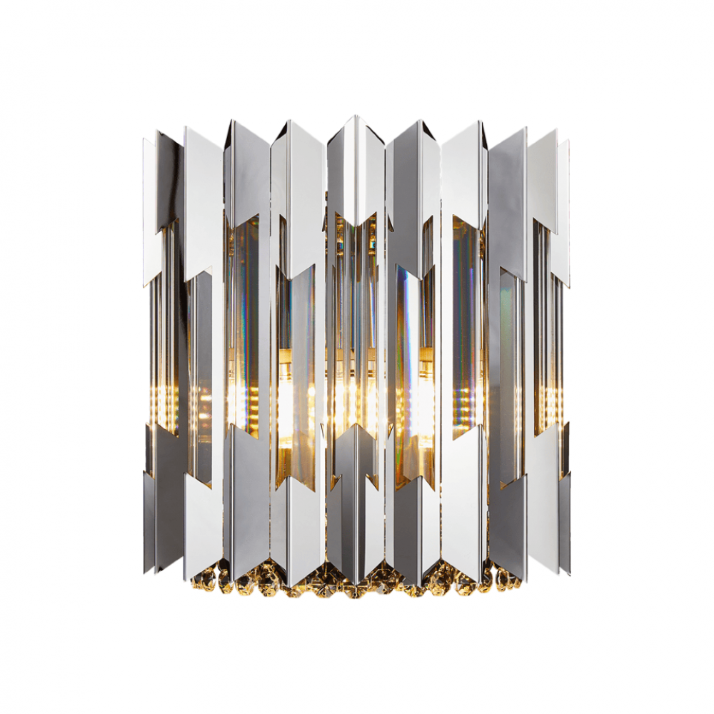 Milagro - Απλίκα Τοίχου με Κρύσταλλο Ritz με καπέλο Ø16,5cm Ασημί