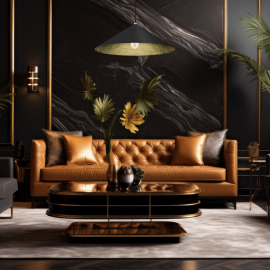 Milagro - Κρεμαστό Φωτιστικό Fuji Ø70cm Μαύρο Χρυσό