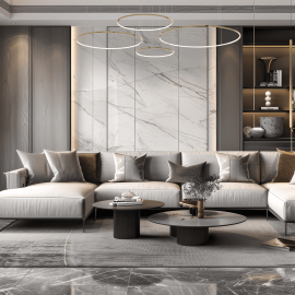 LED Κρεμαστό Φωτιστικό Saturno Gold 120W Χρυσό