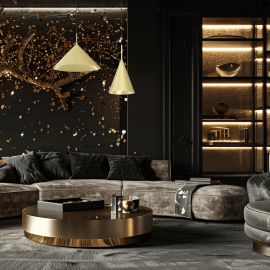 Milagro - Κρεμαστό Φωτιστικό Capital Gold Ø17cm Χρυσό με Μαύρο