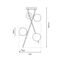 Milagro - Φωτιστικό Οροφής 4φωτο Inter Μαύρο