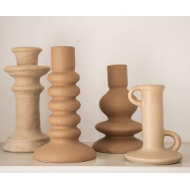 Andrea House - Κεραμικό Κηροπήγιο Brown Large