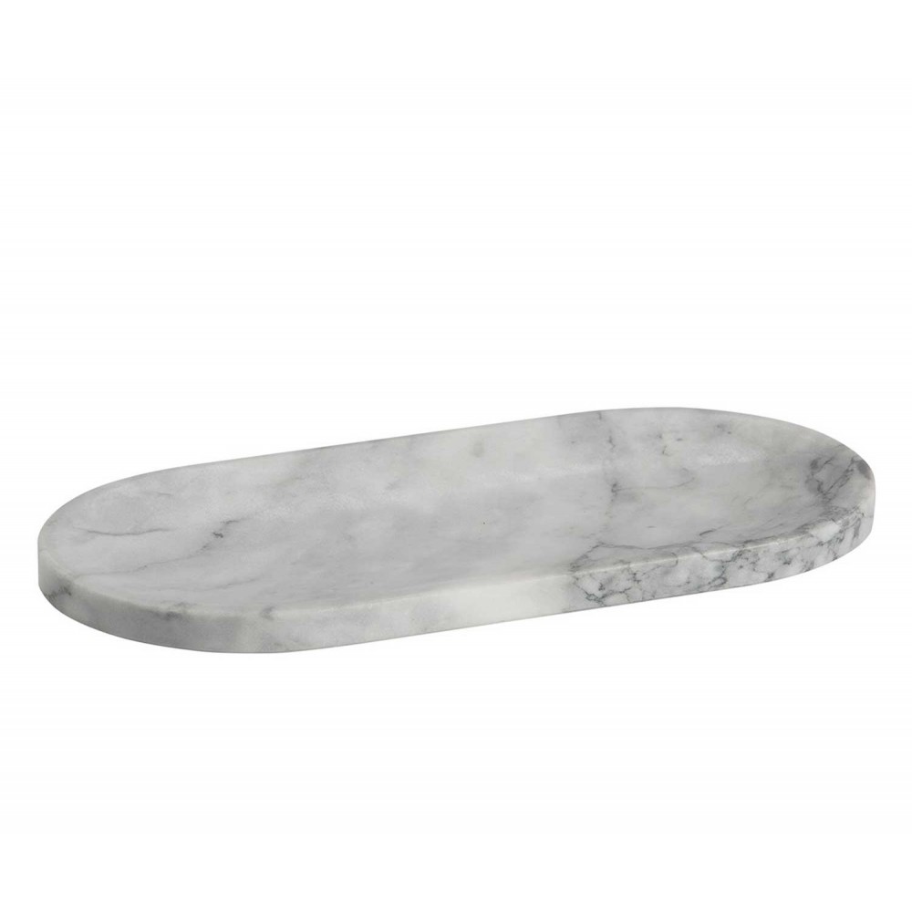 Andrea House - Μαρμάρινος Οβάλ Δίσκος White 30x15cm