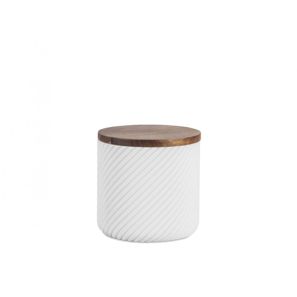 Andrea House - Κουτί Μπάνιου Polyresin Stripes Acacia Wood