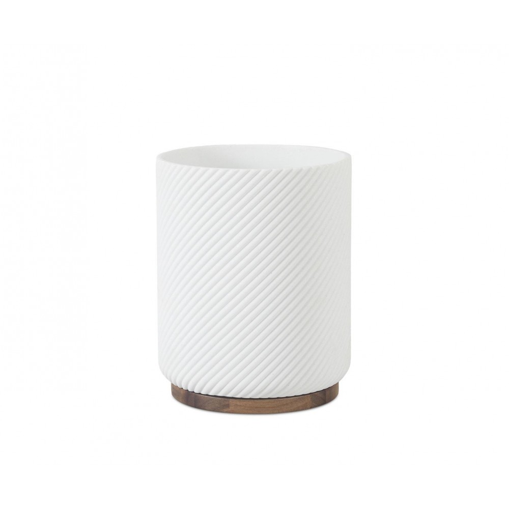 Andrea House - Κάδος Μπάνιου Polyresin Stripes Acacia Wood