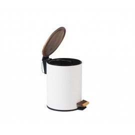 Andrea House - Κάδος Μπάνιου White Metal Acacia 5L