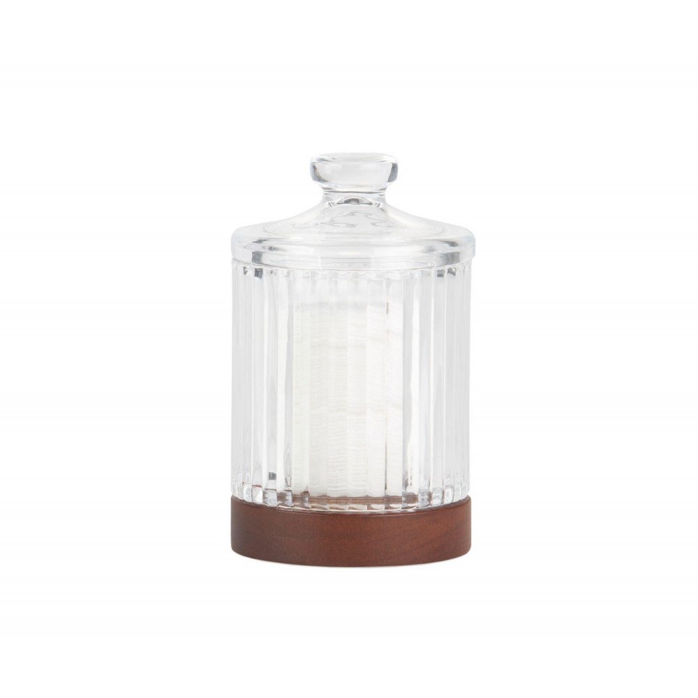 Andrea House - Γυάλινο Βάζο Μπάνιου Για Βαμβάκι Wooden Glass