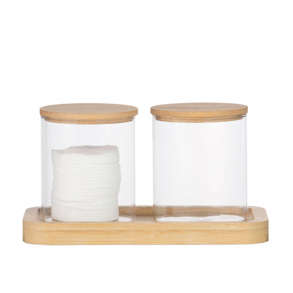 Andrea House - Σετ 2 Ακρυλικά Κουτιά Μπάνιου Με Βάση Bamboo