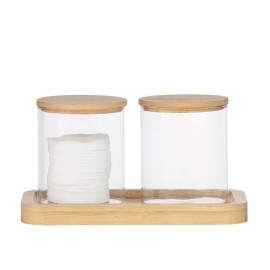 Andrea House - Σετ 2 Ακρυλικά Κουτιά Μπάνιου Με Βάση Bamboo