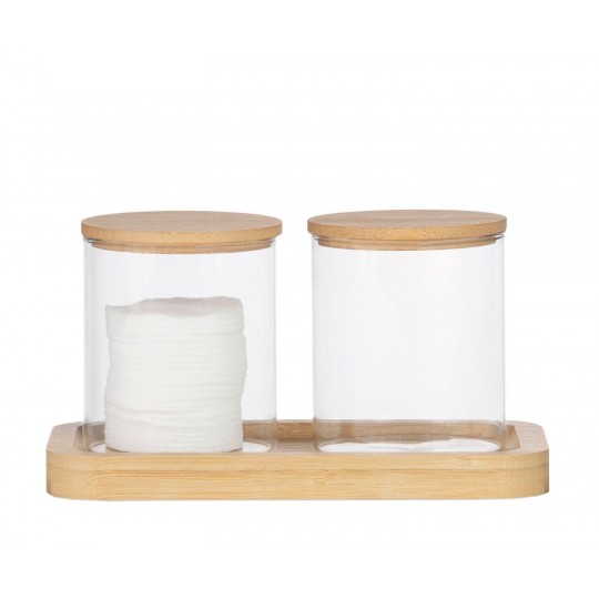 Andrea House - Σετ 2 Ακρυλικά Κουτιά Μπάνιου Με Βάση Bamboo