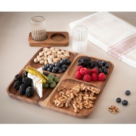 Andrea House - Δίσκος Σερβιρίσματος Snack 4 Θέσεων Acacia Wood