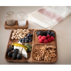 Andrea House - Δίσκος Σερβιρίσματος Snack 4 Θέσεων Acacia Wood